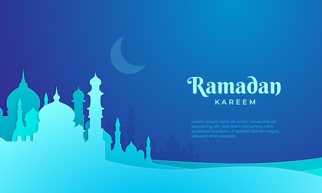 Ramadán kareem mes sagrado de ramadán fondo islámico diseño de banner de corte de papel