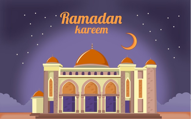 Ramadan kareem o eid mubarak saludo ilustración