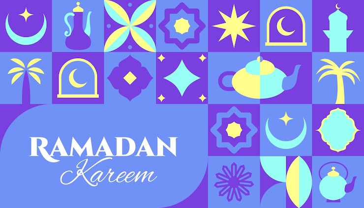 Vector ramadán kareem patrón sin costuras en el estilo escandinavo tarjeta postal plana ornamento geométrico islámico
