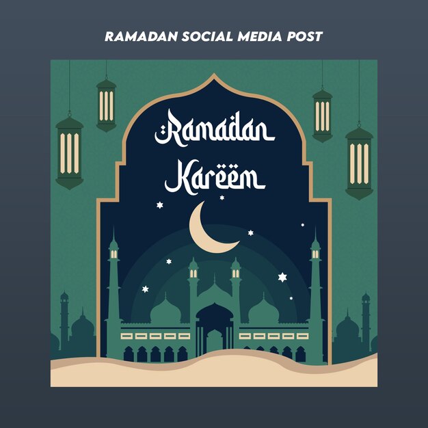 Vector ramadán kareem plantilla de diseño de vectores de carteles de redes sociales