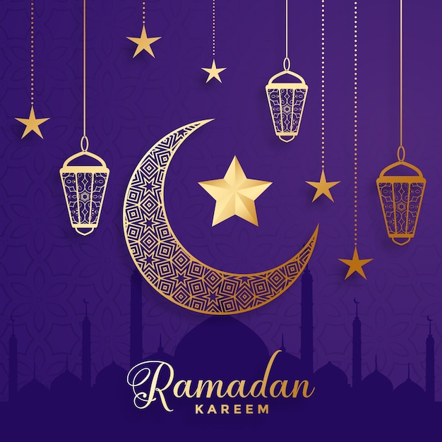 Ramadán kareem post diseño premium vector