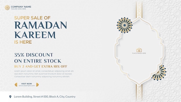 Vector ramadan kareem sale banner lanterna islámica fondo de venta de ramadán en las redes sociales