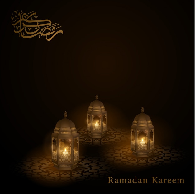 Ramadan Kareem saludo diseño linterna árabe