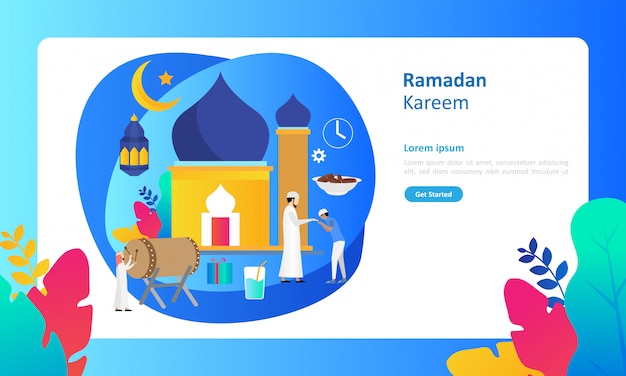 Ramadan kareem saludo diseño plano para página de inicio web