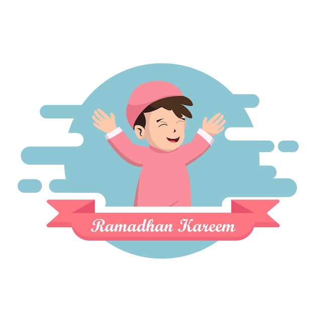 Ramadán kareem saludo personaje vector premium