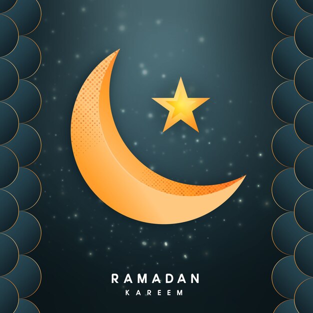 Ramadán kareem saludos con luna