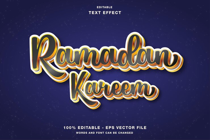 Vector ramadan kareem script 3d efecto de texto editable
