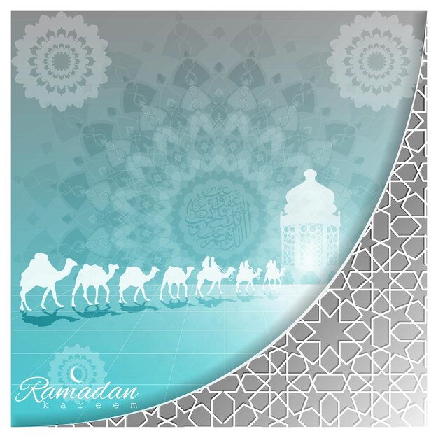 ramadan kareem Tarjeta de felicitación diseño de vector de patrón floral islámico con hermosa caligrafía árabe