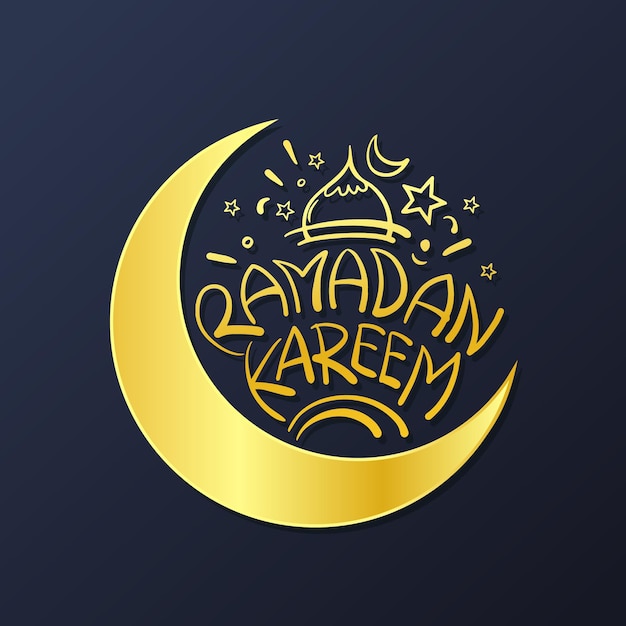Ramadan Kareem tipografía ilustración vectorial tarjeta de felicitación diseño de letras a mano