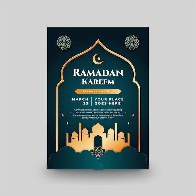 ramadán kareem tradicional islámico realista iftar plantilla de invitación folleto plantilla de volante