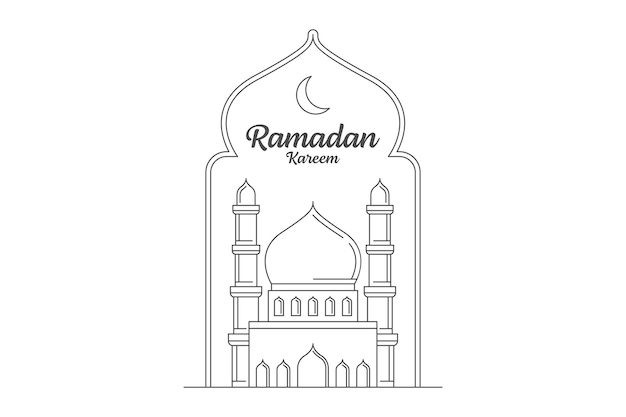 Vector ramadan kareem vector diseño ilustración monoline o estilo de arte de línea