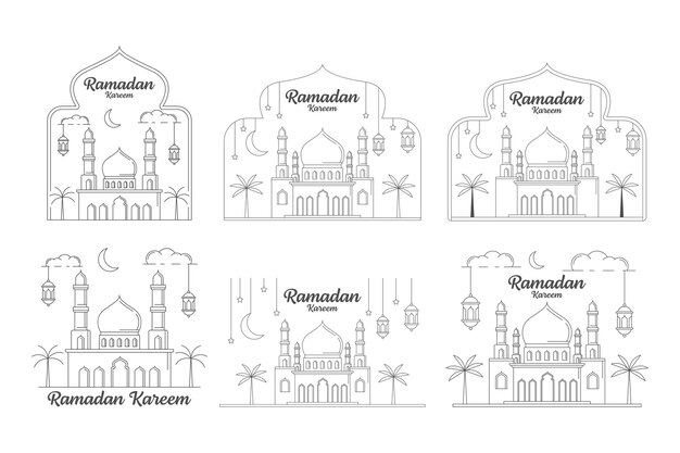 Ramadan kareem vector diseño ilustración monoline o estilo de arte de línea