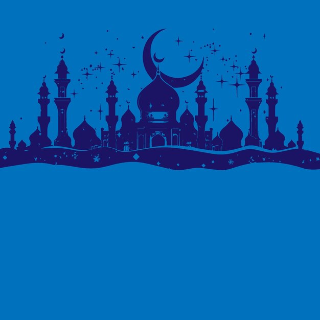 Vector ramadán kareem vector masjid en un fondo azul