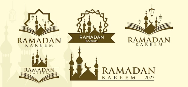 Vector ramadan kareem vector set logo para dar la bienvenida a ramadan holy month of muslims plantilla