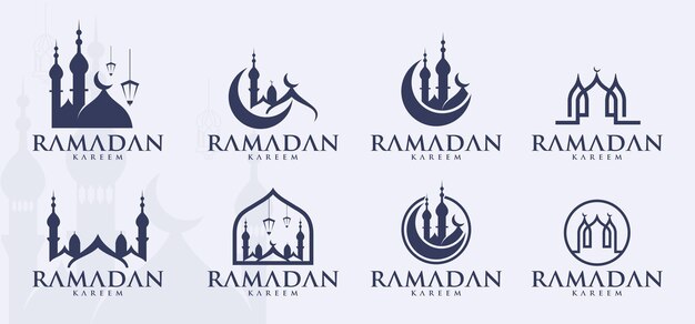 Ramadan Kareem vector set Logo para dar la bienvenida a Ramadan Holy Month of Muslims Plantilla