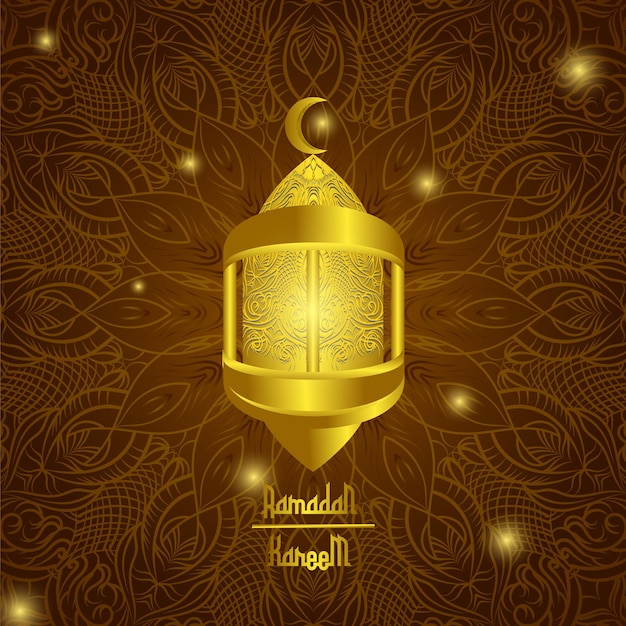 ramadan linterna estilo dorado ilustración vectorial