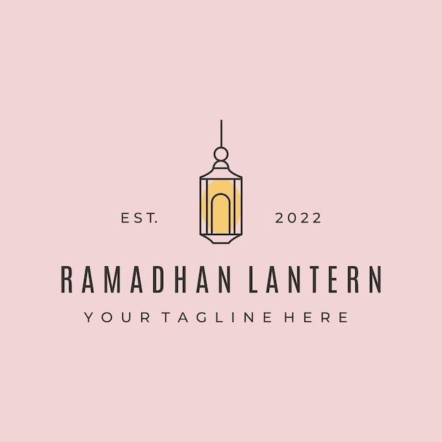 Ramadan linterna línea arte logo vector símbolo ilustración diseño