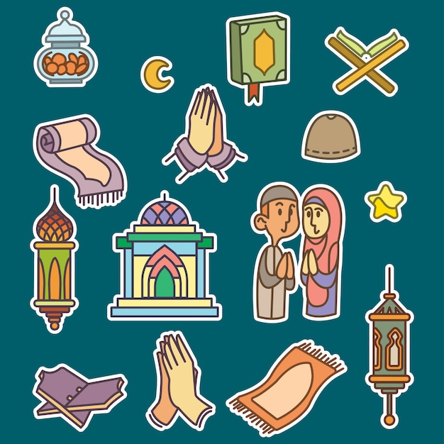 Vector ramadan lleno icono de contorno estilo libre