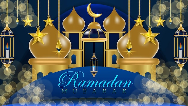 Ramadán lujoso y diseño de fondo dorado.