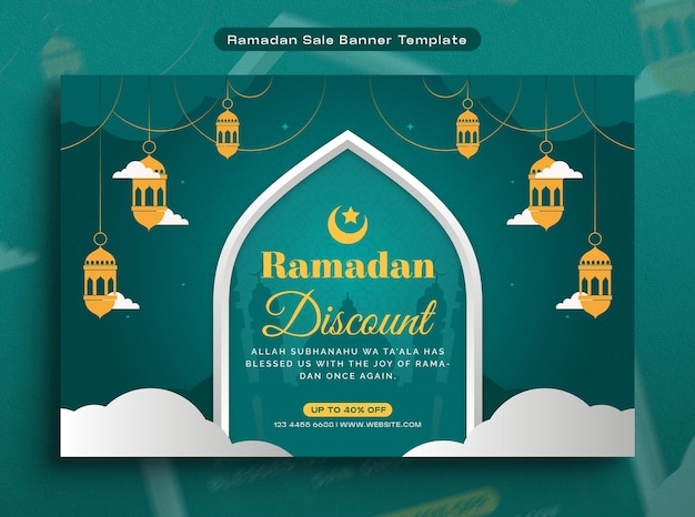 Ramadán Mubarak Decorative Social Media Banner Ilustración Diseño plantilla