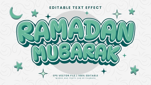 Ramadán mubarak efecto de texto editable 3d