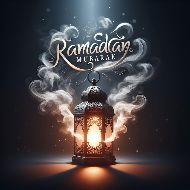 RAMADAN MUBARAK en elegantes letras cursivas