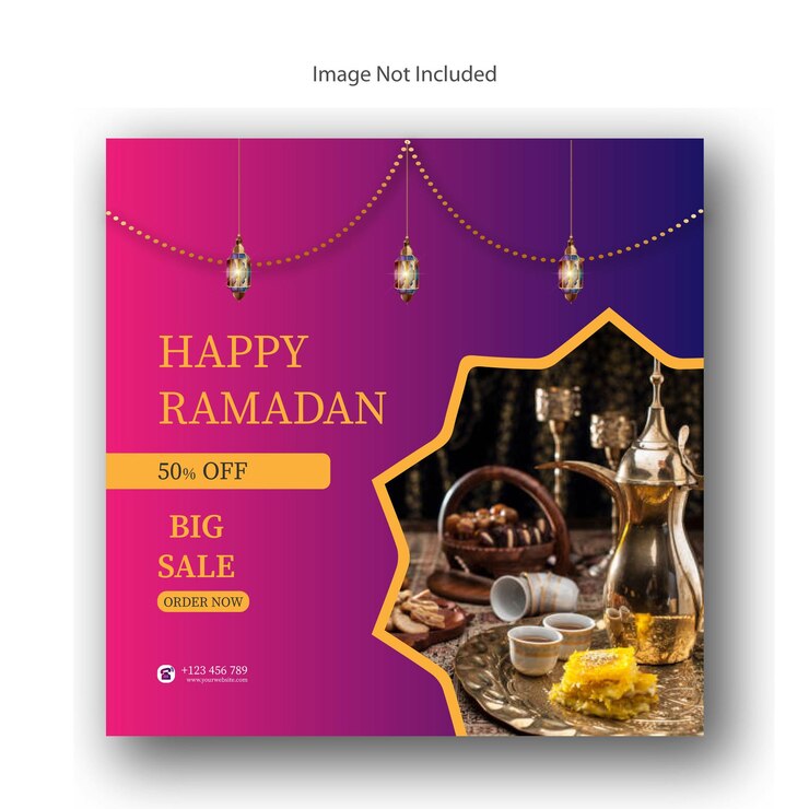 Ramadán Mubarak Fast Food Item diseño de publicaciones en redes sociales