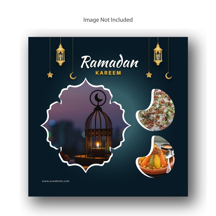 Ramadán Mubarak Fast Food Item diseño de publicaciones en redes sociales