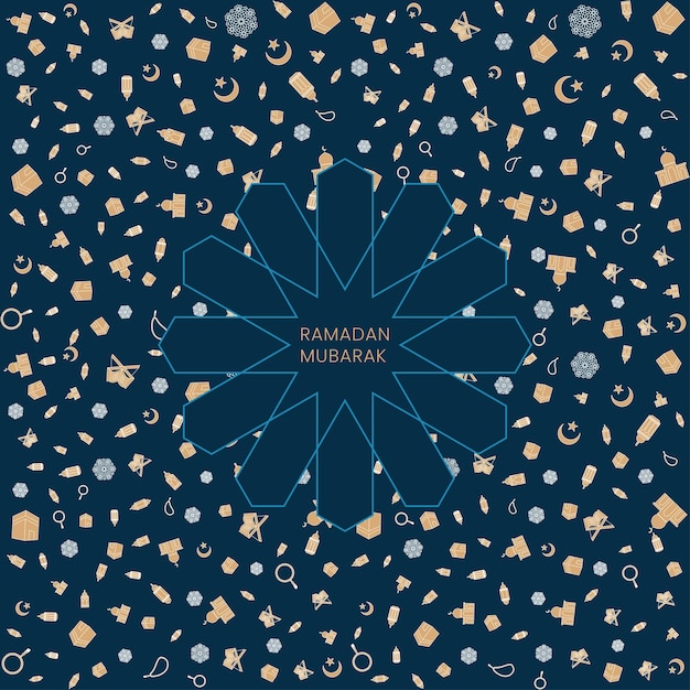 Ramadan Mubarak significa Bienvenido al Ramadán con patrón sin costuras patrón árabe fondo adorno islámico vector línea de elementos geométricos