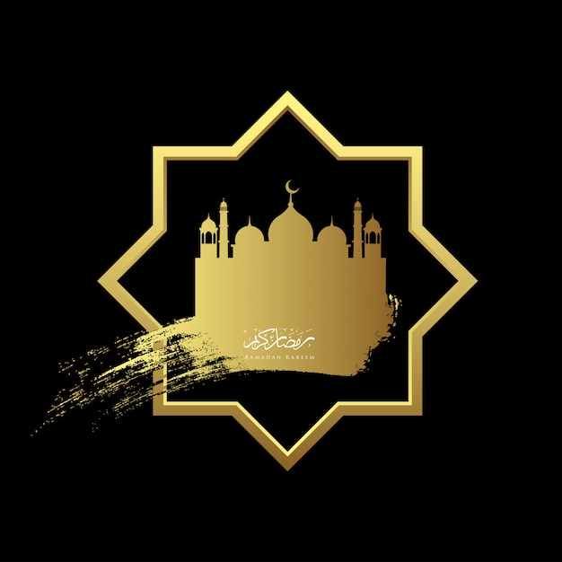 Vector ramadán de oro con fondo de geometría de mezquita.