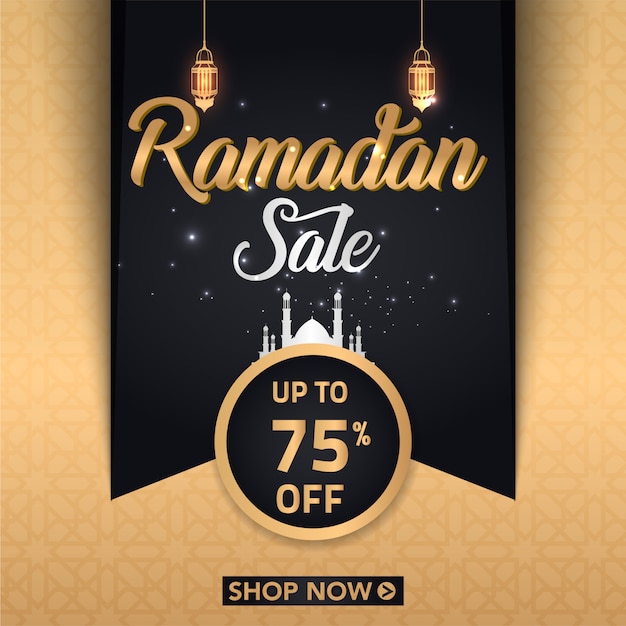 Ramadán temporada venta cartel diseño con linterna