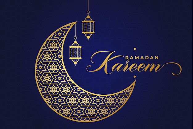 Ramadhan Eid alFitr tarjeta de felicitación de fondo del calendario islámico con decoración de luna creciente