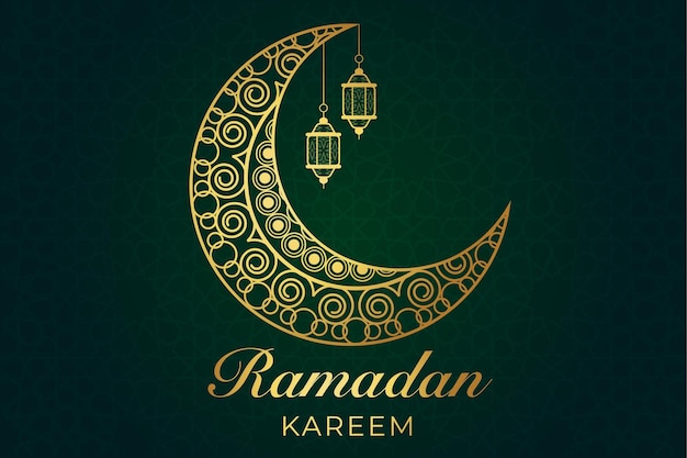 Ramadhan Eid alFitr tarjeta de felicitación de fondo del calendario islámico con decoración de luna creciente