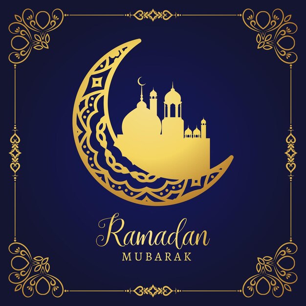 Vector ramadhan eid mubarak tarjeta de felicitación de fondo