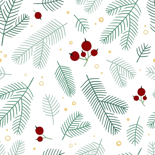 Ramas de abeto de Navidad y bayas Ilustración festiva