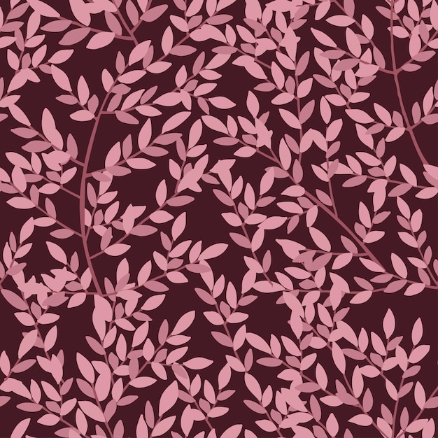 Ramas de árbol dibujadas a mano de patrones sin fisuras con hojas flores botánicas dibujado a mano floral estilo escandinavo elemento de diseño de arte ilustración vectorial plana