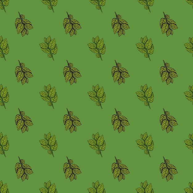 Ramas de árbol grabadas de patrones sin fisuras Ramitas de verano de fondo vintage en estilo dibujado a mano