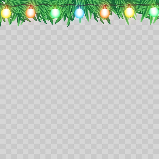 Ramas de árboles de Navidad y bombillas Vector clipart