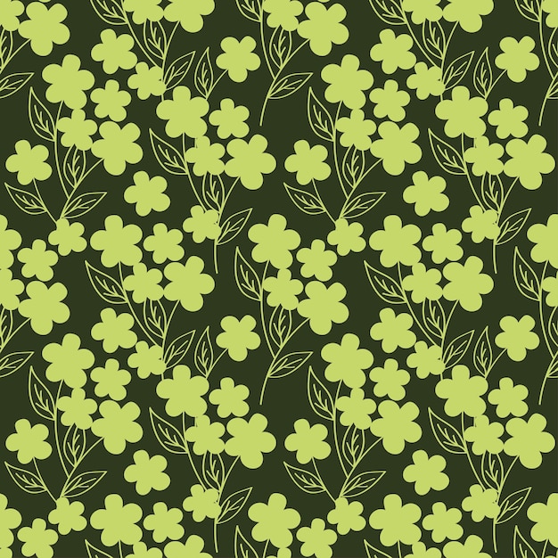 Ramas artísticas simples flores peonías dahlia y brotes con hojas patrón sin costuras mano vectorial