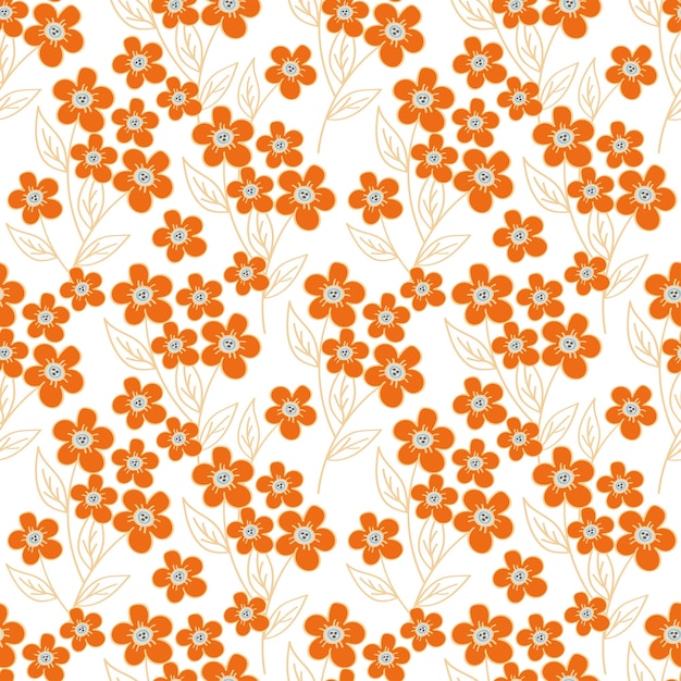Ramas artísticas simples flores peonías dahlia y brotes con hojas patrón sin costuras mano vectorial