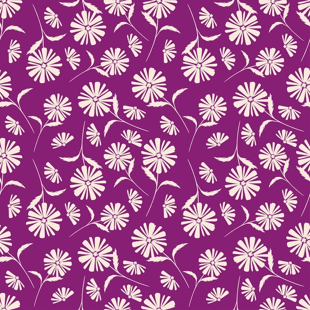 Ramas artísticas simples flores peonías dahlia y brotes con hojas patrón sin costuras mano vectorial