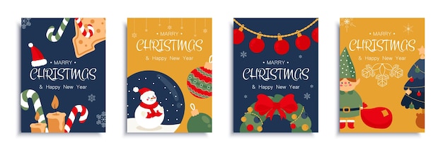 Vector ramas y coronas de navidad mega conjunto en diseño plano elementos de paquete de hojas de plantas de navidad brunches con con bayas y coronas circulares para decoración ilustración vectorial objetos gráficos aislados