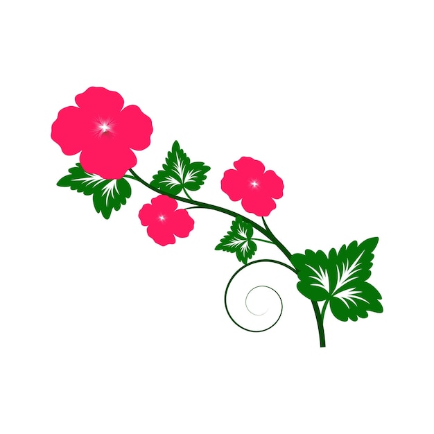 Ramas elegantes flores con elegantes hojas verdes vector floral en la ilustración