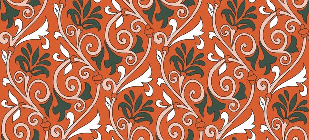 Ramas Florales Barrocas Orientales Abstractas Motivo Vintage Hojas Patrón Elegante Sin Fisuras