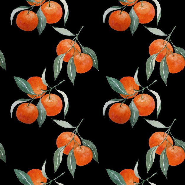 Ramas de mandarina de patrones sin fisuras en negro