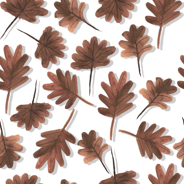 Ramas de otoño acuarela con hojas de patrones sin fisuras estacionales