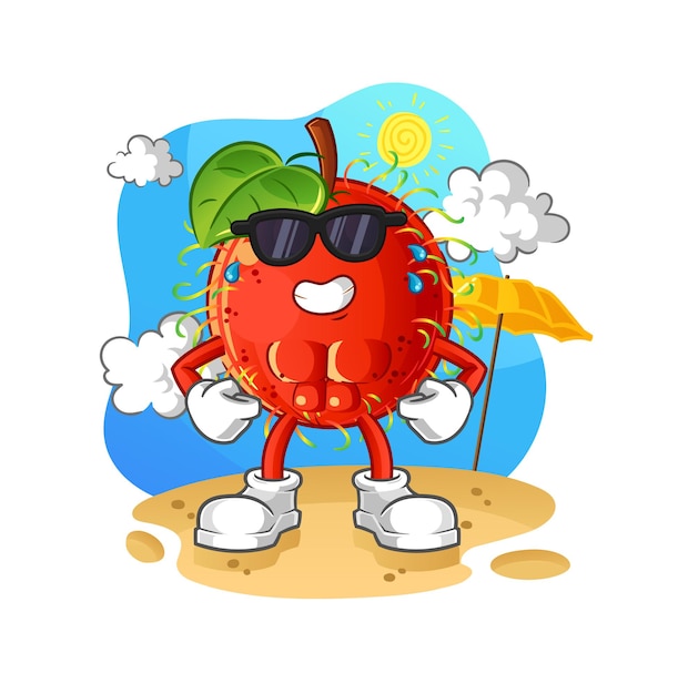 Rambután tomando el sol en verano. vector de caracteres