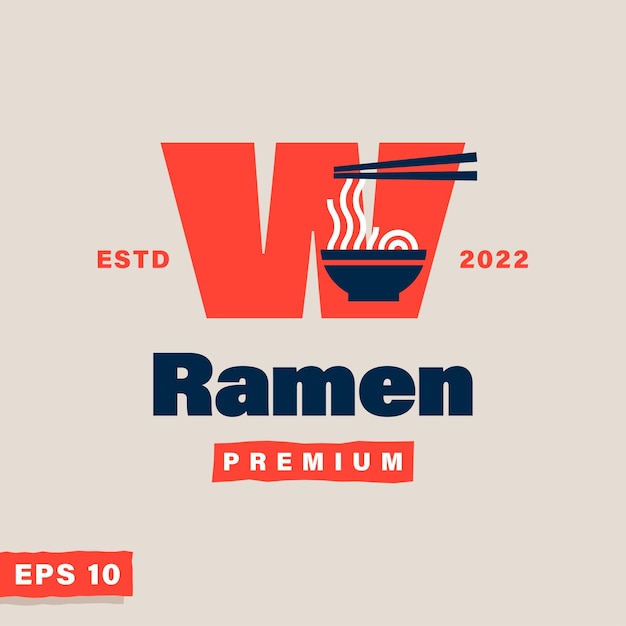 Vector ramen alfabeto w logo