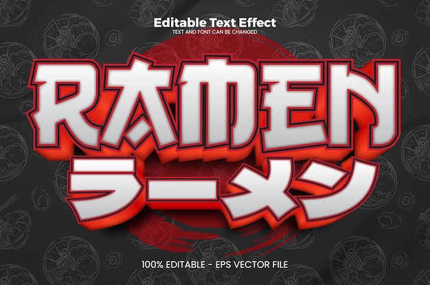 Ramen Efecto de texto editable en estilo de tendencia moderna.