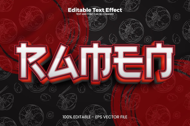 Ramen Efecto de texto editable en estilo de tendencia moderna.